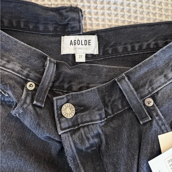 Agolde Black Criss Cross Jean Shorts - Picture 3 of 6